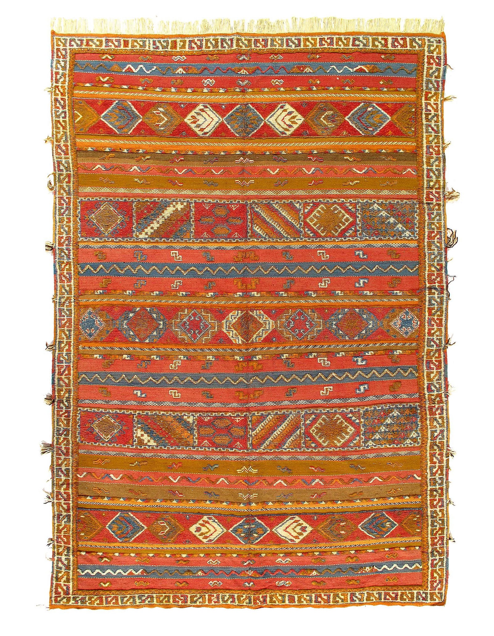 Fine Hand Knotted Vintage Authentic Moroccon 8'1'' X 12': Fine Hand Knotted Vintage Authentic Moroccon 8'1'' X 12' - Circa 1970, Moroccan, Hand-Knotted, Lamb's Wool, 300 -D11847- 862.This item is part of our fine auction collection which includes many fine