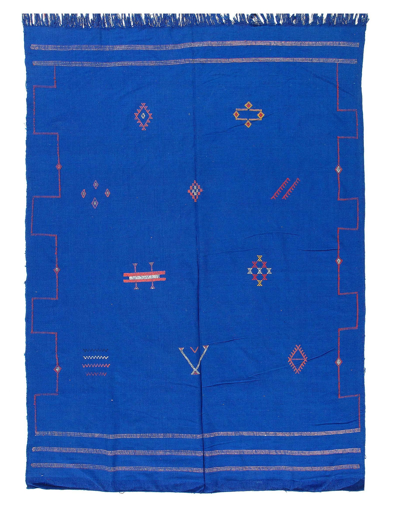 Fine Hand Knotted silk & wool Flat Weave Moroccan 6'5'' X 9'1'': Fine Hand Knotted silk & wool Flat Weave Moroccan 6'5'' X 9'1'' - Circa 1970, Moroccan, Hand-Knotted, Flat Weave, 300 -D11860- 862.This item is part of our fine auction collection which includes many 