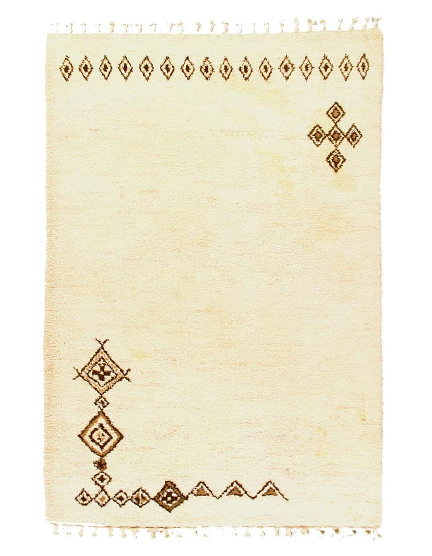Ivory Color Hand Knotted Vintage Moroccan 6'3''X 9'3'': Ivory Color Hand Knotted Vintage Moroccan 6'3''X 9'3'' - 1970, Moroccan, Hand-Knotted, Lamb's Wool, 300 -D12146- 862.This item is part of our fine auction collection which includes many fine home acce