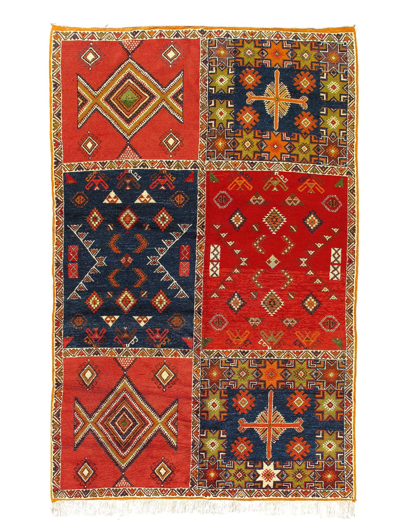 Fine Hand Knotted Vintage Authentic Moroccon 6'2'' X 9'9'': Fine Hand Knotted Vintage Authentic Moroccon 6'2'' X 9'9'' - Circa 1970, Moroccan, Hand-Knotted, Lamb's Wool, 300 -D11825- 862.This item is part of our fine auction collection which includes many fine