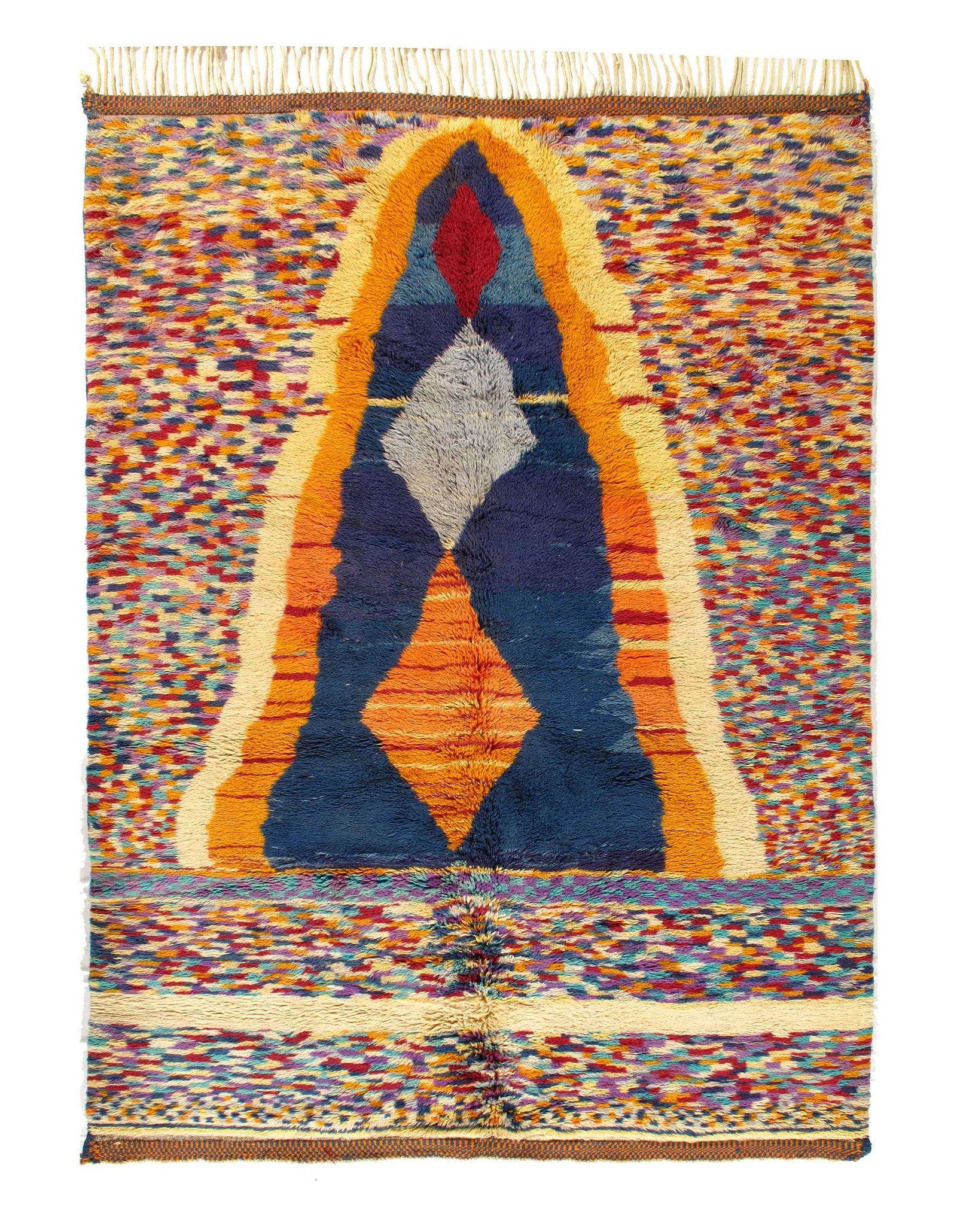 Fine Hand Knotted Vintage Authentic Moroccon 7'7'' X 10': Fine Hand Knotted Vintage Authentic Moroccon 7'7'' X 10' - Circa 1970, Moroccan, Hand-Knotted, Lamb's Wool, 300 -D11852- 862.This item is part of our fine auction collection which includes many fine h
