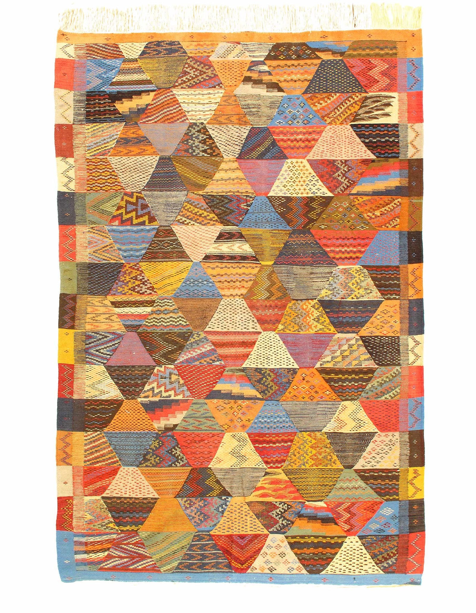 Fine Hand Knotted Flat Weave Moroccan 5'3'' X 7'11'': Fine Hand Knotted Flat Weave Moroccan 5'3'' X 7'11'' - Circa 1970, Moroccan, Hand-Knotted, Flat Weave, 300 -D11876- 862.This item is part of our fine auction collection which includes many fine home a