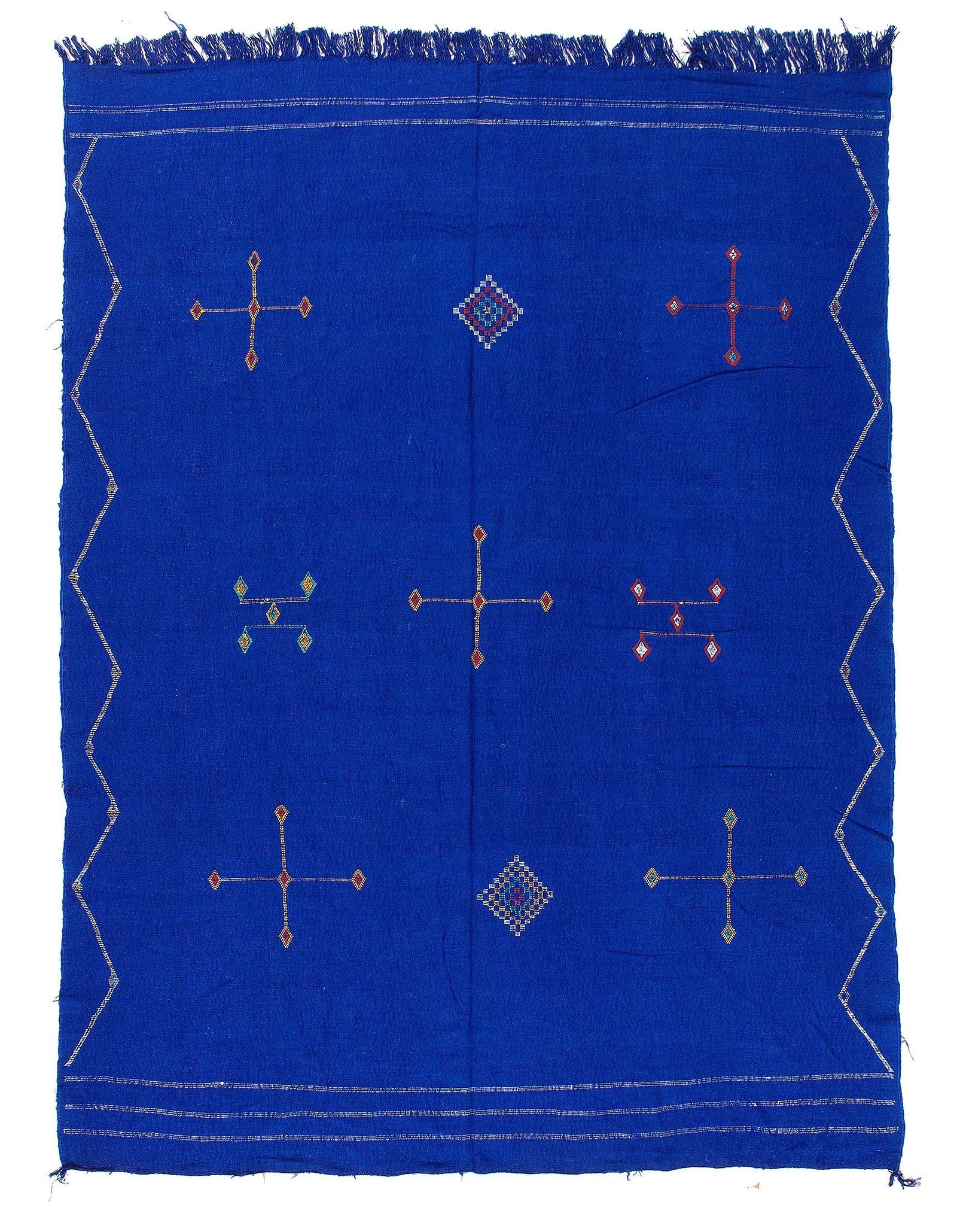 Fine Hand woven Flat Weave vintage Moroccan 6'3'' X 8'9'': Fine Hand woven Flat Weave vintage Moroccan 6'3'' X 8'9'' - Circa 1970, Moroccan, Hand-Woven, Flat Weave, 300 -D11882- 862.This item is part of our fine auction collection which includes many fine hom