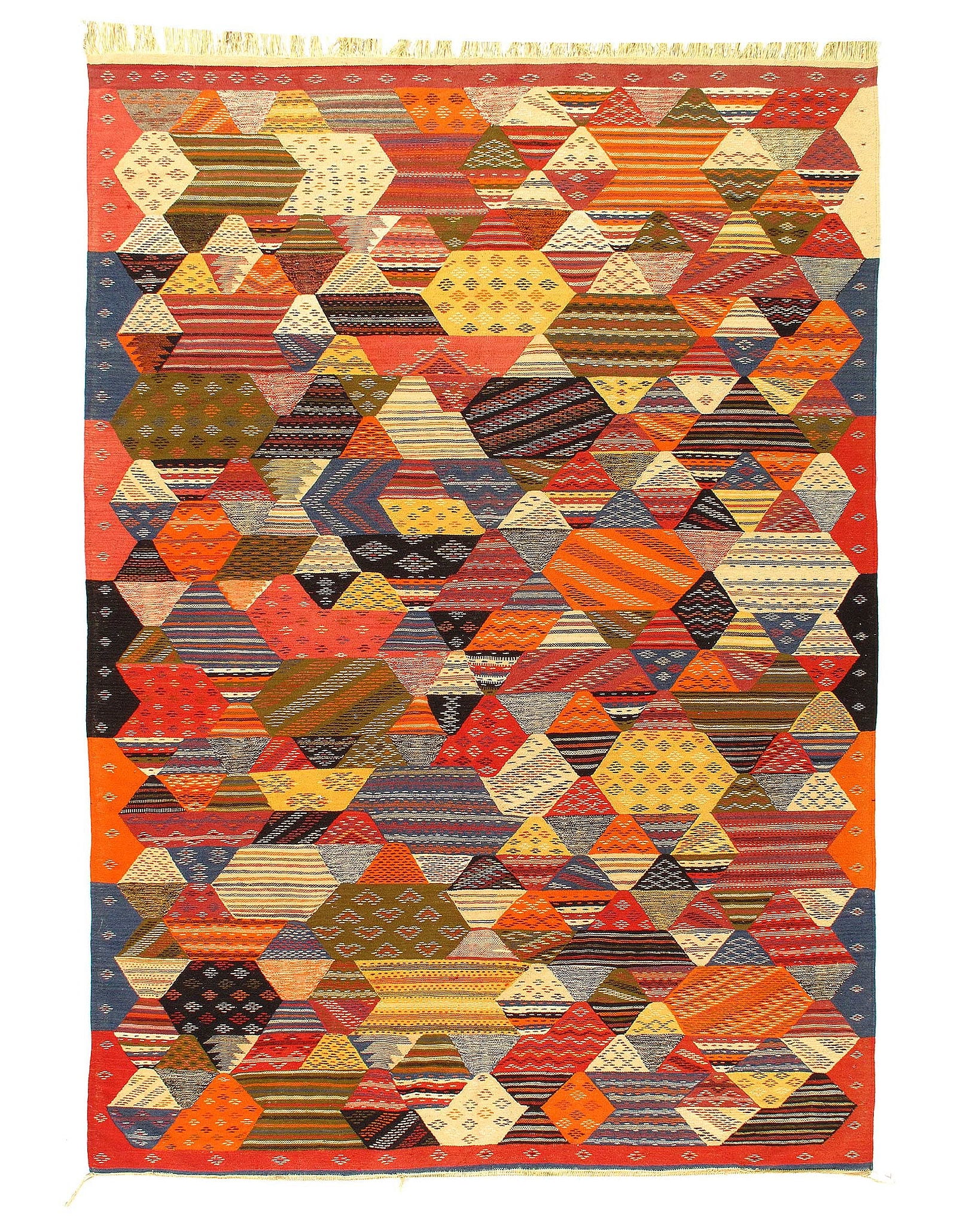 Fine Hand woven Flat Weave Moroccan 6'8'' X 9'8'': Fine Hand woven Flat Weave Moroccan 6'8'' X 9'8'' - 1970, Moroccan, Hand-Woven, Flat Weave, 300 -D11887- 862.This item is part of our fine auction collection which includes many fine home accessories 