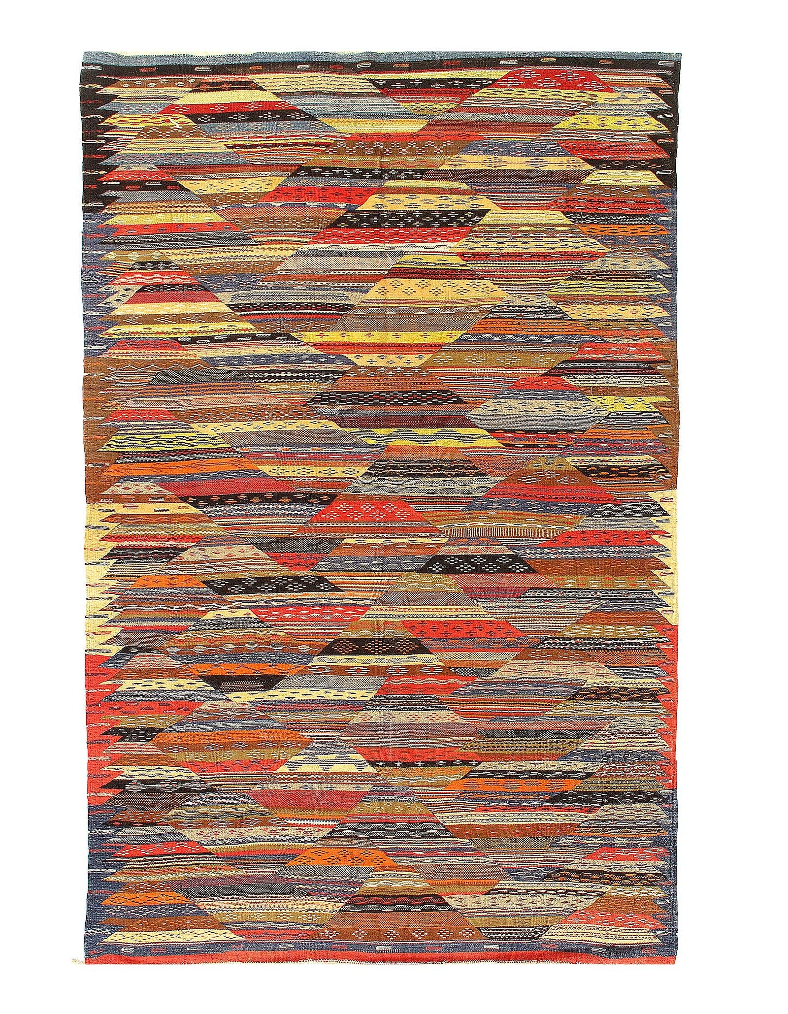 Fine Hand woven Flat Weave Vintage Moroccan 6' X 9'5'': Fine Hand woven Flat Weave Vintage Moroccan 6' X 9'5'' - Circa 1970, Moroccan, Hand-Woven, Flat Weave, 300 -D11888- 862.This item is part of our fine auction collection which includes many fine home a