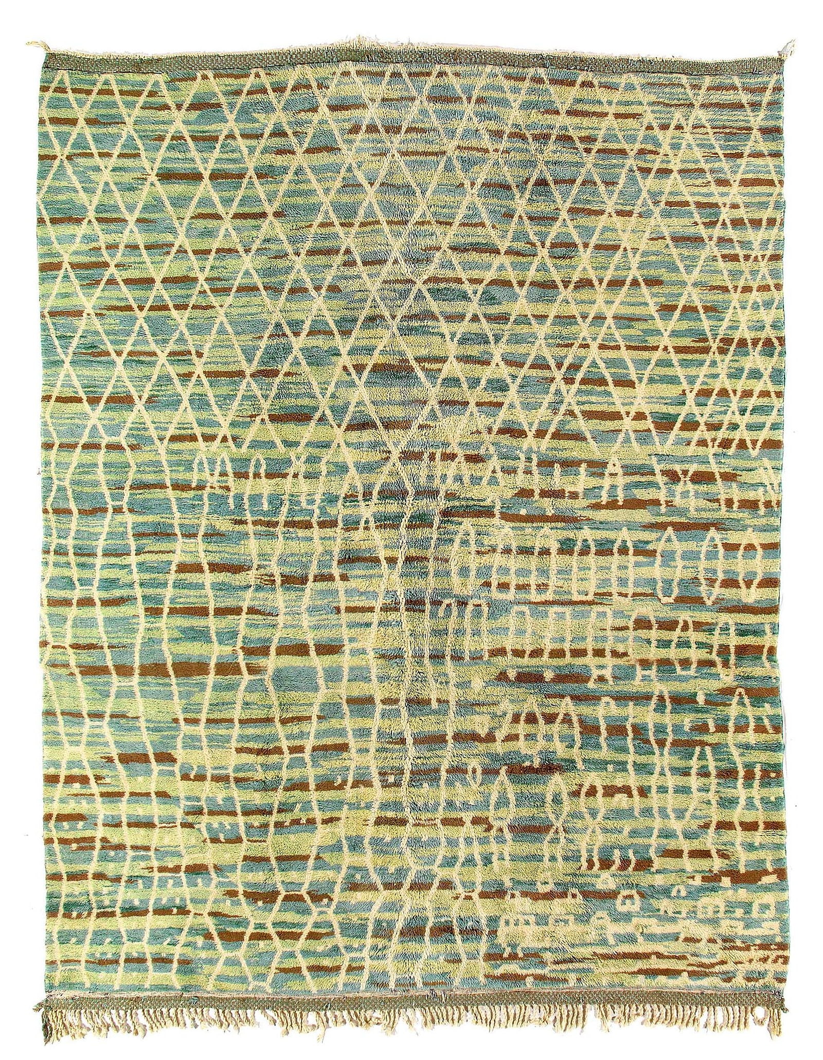 Fine Hand Knotted Vintage Authentic Moroccan 11'5'' X 13': Fine Hand Knotted Vintage Authentic Moroccan 11'5'' X 13' - Circa 1970, Moroccan, Hand-Knotted, Lamb's Wool, 300 -D11899- 862.This item is part of our fine auction collection which includes many fine 