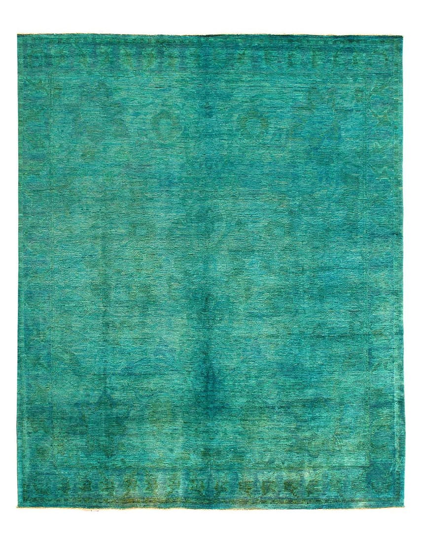 Overdyed Green Hand Knotted area rug 7'11' X 9'11'': Overdyed Green Hand Knotted area rug 7'11' X 9'11'' - New, Modern, Hand-Knotted, W&Rayon, 300 -D14207- 862.This item is part of our fine auction collection which includes many fine home accessories in