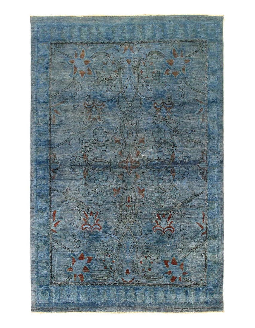 Overdyed Blue Hand Knotted Area Rug 5'6'' X 8'9'': Overdyed Blue Hand Knotted Area Rug 5'6'' X 8'9'' - New, Modern, Hand-Knotted, Lamb's Wool, 300 -D14206- 862.This item is part of our fine auction collection which includes many fine home accessories 
