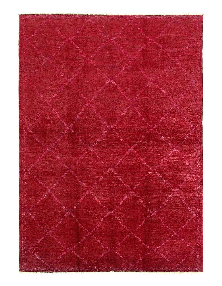 Red Color Fine hand knotted Overdyed Modern rug 5'5'' X 7'9'': Red Color Fine hand knotted Overdyed Modern rug 5'5'' X 7'9'' - New, Modern, Hand-Knotted, Lamb's Wool, 300 -D14187- 862.This item is part of our fine auction collection which includes many fine home 