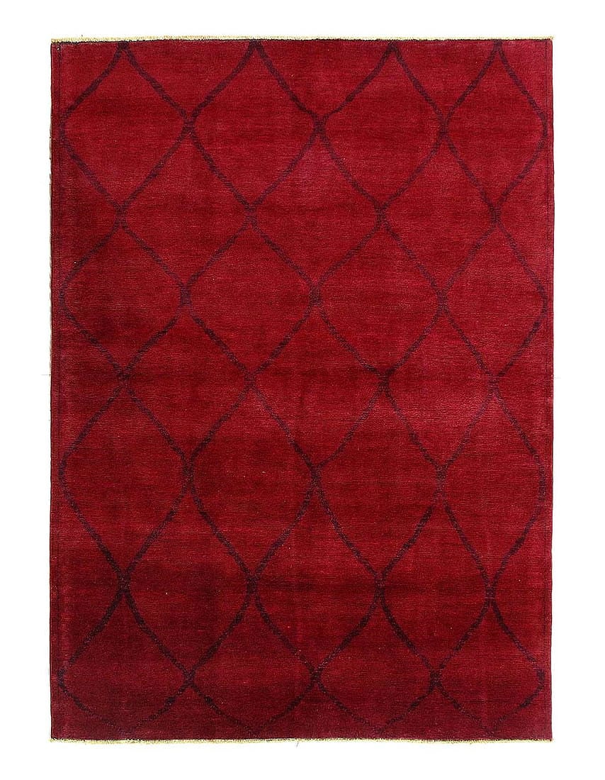 Red Color Fine Hand knotted overdyed modern rug 5'1'' X 7': Red Color Fine Hand knotted overdyed modern rug 5'1'' X 7' - New, Modern, Hand-Knotted, Lamb's Wool, 300 -D14185- 862.This item is part of our fine auction collection which includes many fine home acc