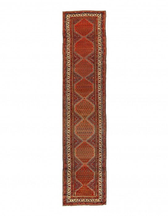 Rust Persian Hand Knotted Antique Malayer Runner 3'6'' X 17'1'': Rust Persian Hand Knotted Antique Malayer Runner 3'6'' X 17'1'' - circa 1900, Malayer, Hand-Knotted, Lamb's Wool, 300 -D10136- 862.This item is part of our fine auction collection which includes many 