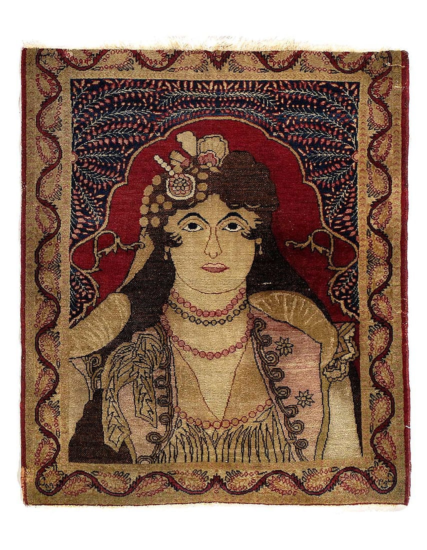 Fine Persian Antique Kermanshah Pictorial Rug 2'2"X 2'7": Fine Persian Antique Kermanshah Pictorial Rug 2'2"X 2'7" - circa 1880, Kermanshah, Hand-Knotted, Lamb's Wool, 300 -D11648- 862.This item is part of our fine auction collection which includes many fine