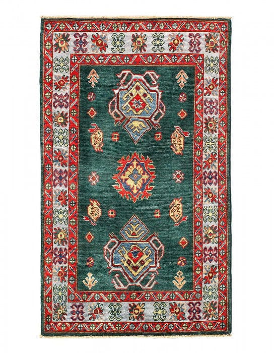 Fine Hand knotted Kazak 3'X5': Fine Hand knotted Kazak 3'X5' - New, Kazak, Hand-Knotted, Lamb's Wool, 300 -D14140- 862.This item is part of our fine auction collection which includes many fine home accessories including antique rug
