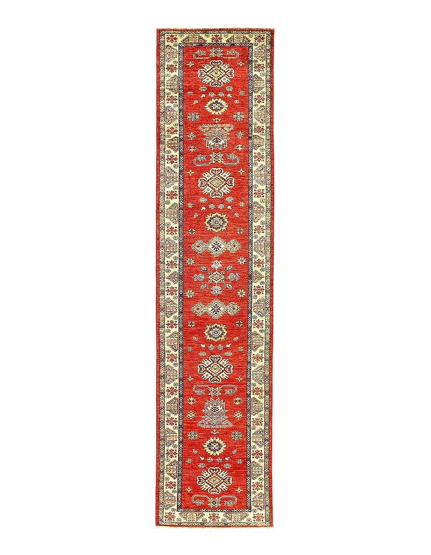 Fine Hand knotted Kazak Runner 2'9"x 11'7": Fine Hand knotted Kazak Runner 2'9"x 11'7" - NEW, Kazak, Hand-Knotted, Lamb's Wool, 300 -D12678- 862.This item is part of our fine auction collection which includes many fine home accessories includin