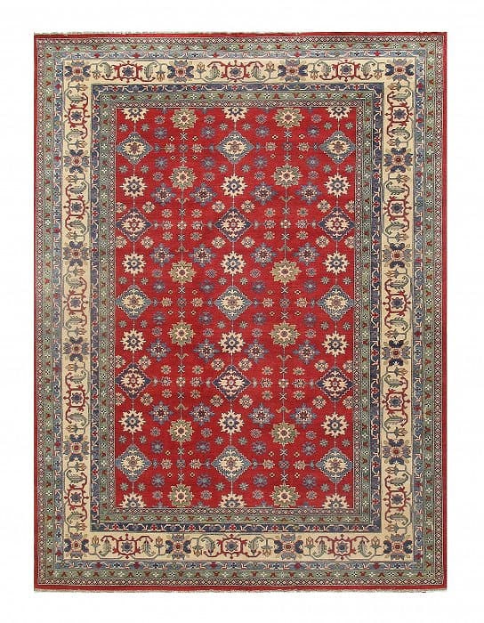 Red Fine Kazak 10' x 13': Red Fine Kazak 10' x 13' - New, Kazak, Hand-Knotted, Lamb's Wool, 300 -D09806- 862.This item is part of our fine auction collection which includes many fine home accessories including antique rugs, vi