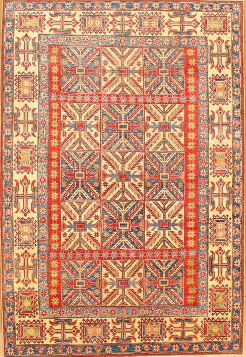 Ivory Fine Kazak 7'2'' X 10'7'': Ivory Fine Kazak 7'2'' X 10'7'' - New, Kazak, Hand-Knotted, Lamb's Wool, 300 -D04471- 862.This item is part of our fine auction collection which includes many fine home accessories including antique r