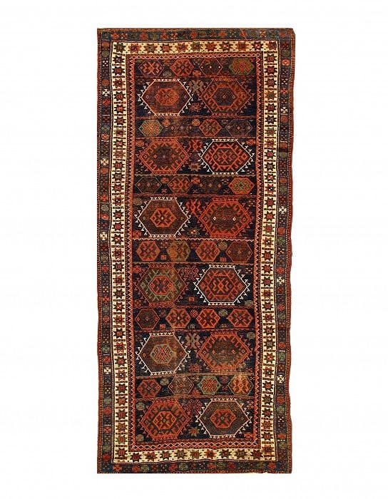 Navy Blue Antique Russian kazak Runner 4'11'' X 10'4'': Navy Blue Antique Russian kazak Runner 4'11'' X 10'4'' - Circa 1880, Kazak, Hand-Knotted, Lamb's Wool, 300 -14630- 862.This item is part of our fine auction collection which includes many fine home ac