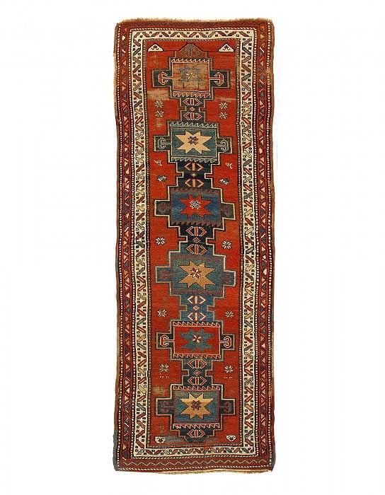 Rust Russian Antique Kazak runner 3'6"X10'2" (1 of 3)