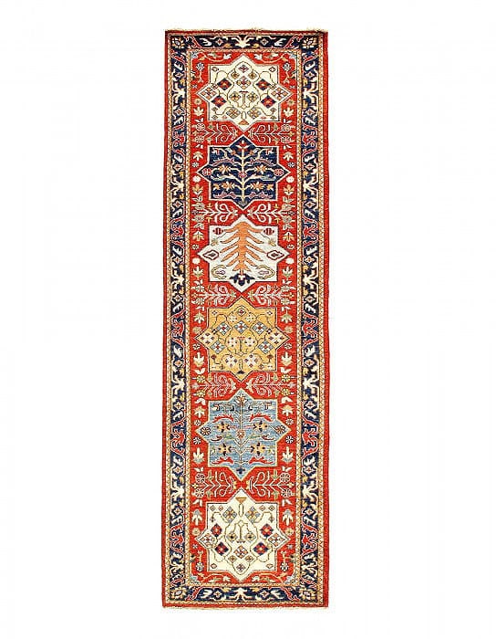 Super Karaja Lamb's Wool Runner 2'8''X 9'6": Super Karaja Lamb's Wool Runner 2'8''X 9'6" - New, Karaja, Hand-Knotted, Lamb's Wool, 300 -D14246- 862.This item is part of our fine auction collection which includes many fine home accessories includ