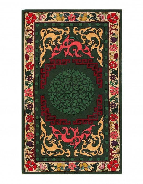 Green Extermally fine Antique amrican hook Area rug 2'11'' X 4'11'': Green Extermally fine Antique amrican hook Area rug 2'11'' X 4'11'' - Circa 1955, Hooked Rug, Hand-made, Lamb's Wool, 300 -D11242- 862.This item is part of our fine auction collection which includes m