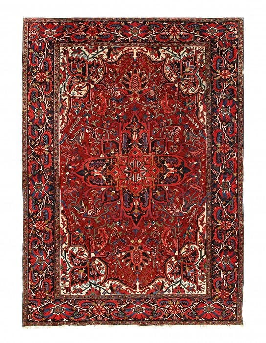 Red Persian Heriz 9 x 12: Red Persian Heriz 9 x 12 - circa 1960, Heriz, Hand-Knotted, Lamb's Wool, 300 -D08519- 862.This item is part of our fine auction collection which includes many fine home accessories including antique r
