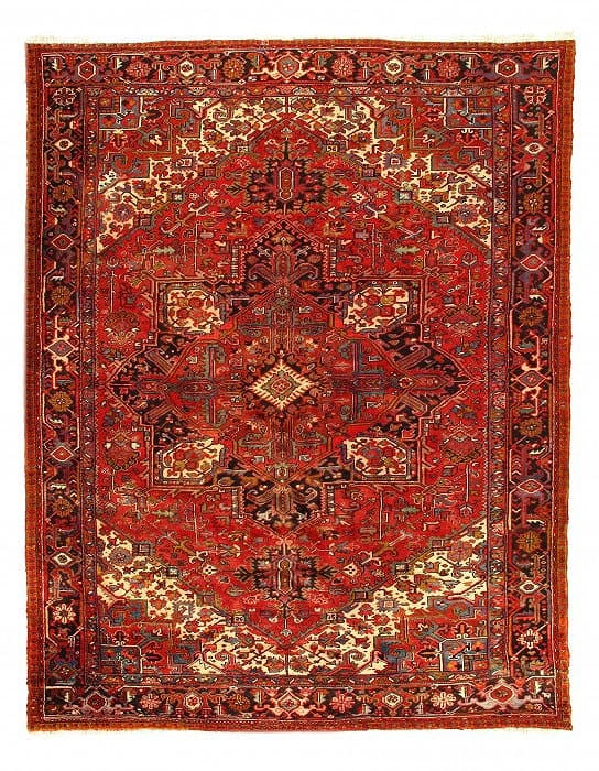 Antique Persian heriz 9'7'' X 12'7'': Antique Persian heriz 9'7'' X 12'7'' - Circa 1950, Heriz, Hand-Knotted, Lamb's Wool, 300 -D12080- 862.This item is part of our fine auction collection which includes many fine home accessories includi