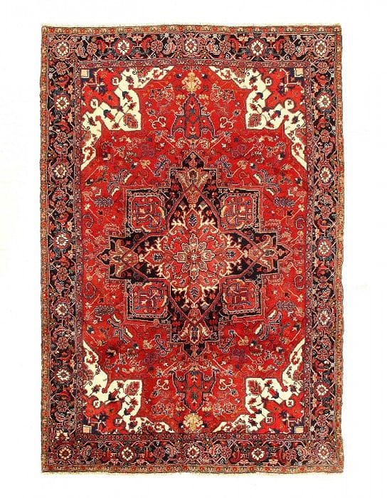 Fine Red Persian Heriz Rug 7'10" x 12': Fine Red Persian Heriz Rug 7'10" x 12' - cica 1970, Heriz, Hand-Knotted, Lamb's Wool, 300 -D10513- 862.This item is part of our fine auction collection which includes many fine home accessories includ