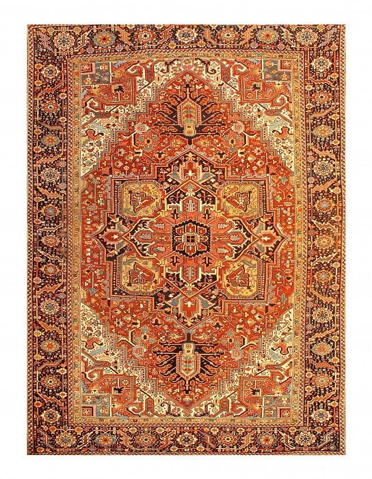 Rust Antique Persian Heriz Rug - 10? ? 13?8?: Rust Antique Persian Heriz Rug - 10? ? 13?8? - Circa 1920, Heriz, Hand-Knotted, Lamb's Wool, 300 -D07026- 862.This item is part of our fine auction collection which includes many fine home accessories
