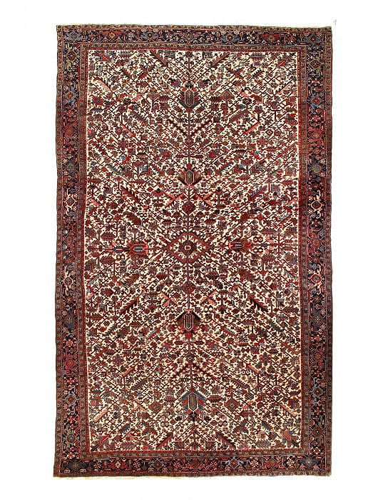 Ivory Antique Heriz 10'4" X 17': Ivory Antique Heriz 10'4" X 17' - Circa 1920, Heriz, Hand-Knotted, Lamb's Wool, 300 -D12576- 862.This item is part of our fine auction collection which includes many fine home accessories including an