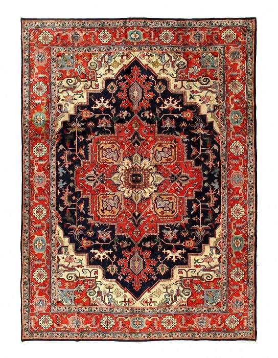 Navy Nlue Fine Hand Knotted Heriz 10 ' X 13'11'': Navy Nlue Fine Hand Knotted Heriz 10 ' X 13'11'' - New, Heriz, Hand-Knotted, Lamb's Wool, 300 -D03113- 862.This item is part of our fine auction collection which includes many fine home accessories in