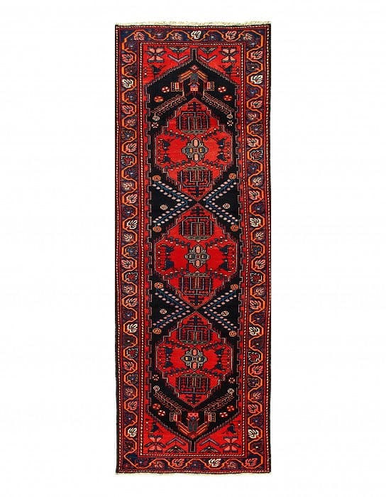 Red Persian Hand Knotted Hamdan Runner 3'5'' X 9'9'': Red Persian Hand Knotted Hamdan Runner 3'5'' X 9'9'' - Circa 1940, Hamadan, Hand-Knotted, Lamb's Wool, 300 -36902- 862.This item is part of our fine auction collection which includes many fine home ac