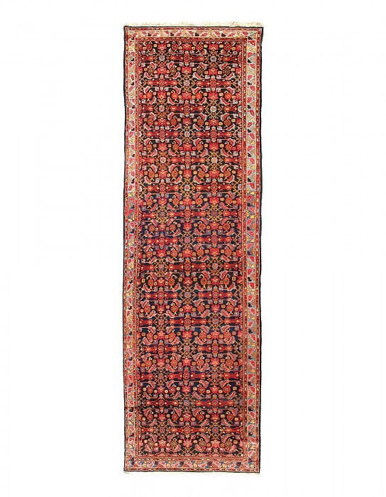 Navy blue Persian Antique Hamdan Runner 5' X 18'5'': Navy blue Persian Antique Hamdan Runner 5' X 18'5'' - 1920s, Hamadan, Hand-Knotted, Lamb's Wool, 300 -D12517- 862.This item is part of our fine auction collection which includes many fine home accesso