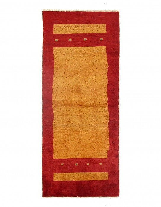 Gold Gabbeh Runner 2'8" X 6'3": Gold Gabbeh Runner 2'8" X 6'3" - New, Gabbeh, Hand-Knotted, Lamb's Wool, 300 -D09203- 862.This item is part of our fine auction collection which includes many fine home accessories including antique r