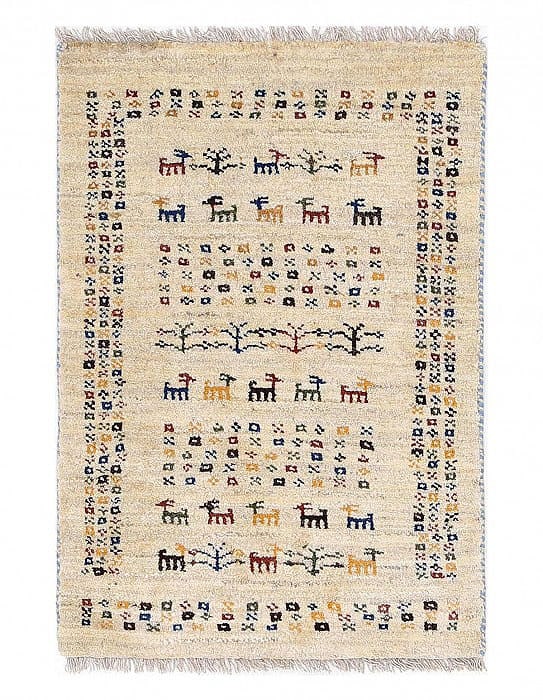Beige color Fine hand Knotted Persian gabbeh 1'11'' X 2'11'': Beige color Fine hand Knotted Persian gabbeh 1'11'' X 2'11'' - New, Gabbeh, Hand-Knotted, Lamb's Wool, 300 -D13854- 862.This item is part of our fine auction collection which includes many fine home a