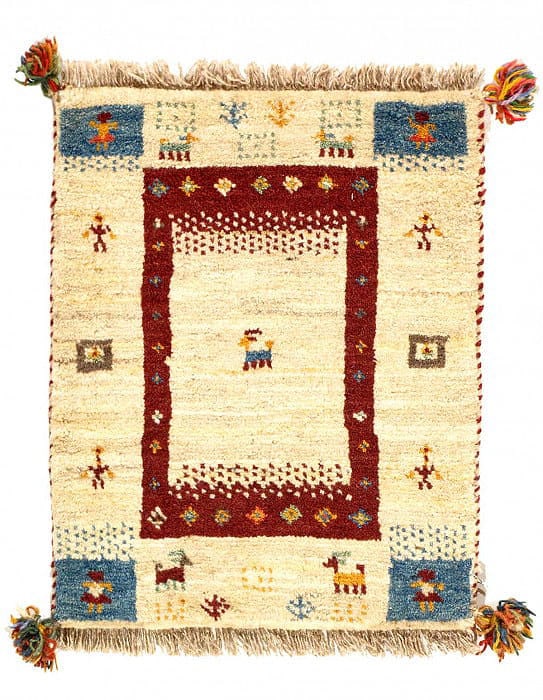 Rust and Beige Persian Gabbeh Lori Baft Scatter Rug 1'4"X 2': Rust and Beige Persian Gabbeh Lori Baft Scatter Rug 1'4"X 2' - NEW, Gabbeh, Hand-Knotted, Lamb's Wool, 300 -D09751- 862.This item is part of our fine auction collection which includes many fine home a