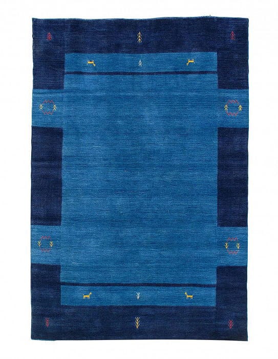 Navy blue Hand knotted Gabbeh 5'X 8': Navy blue Hand knotted Gabbeh 5'X 8' - NEW, Gabbeh, Hand-Knotted, Lamb's Wool, 300 -D14984- 862.This item is part of our fine auction collection which includes many fine home accessories including ant