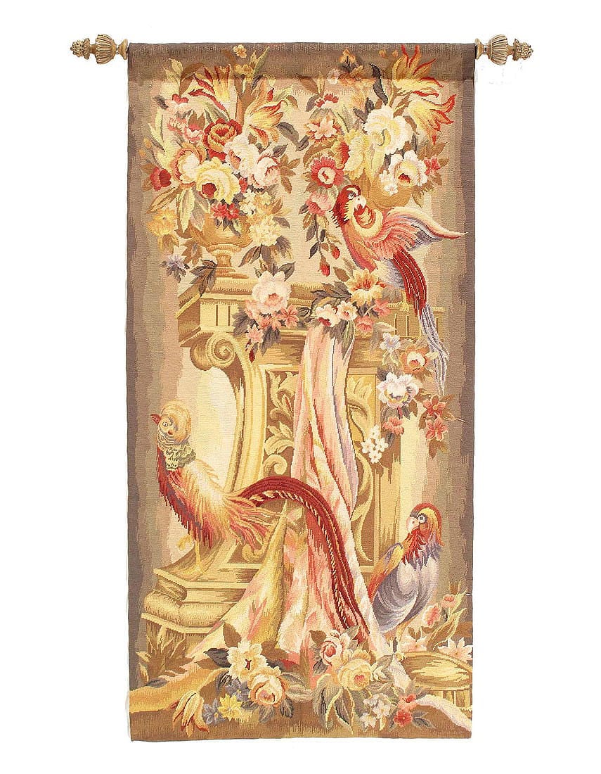 Wall Hanging Antique Tapestry 3'1'' X 6'4'': Wall Hanging Antique Tapestry 3'1'' X 6'4'' - 20th century, French, Hand-Woven, Flat Weave, 300 -D15029- 862.This item is part of our fine auction collection which includes many fine home accessories 