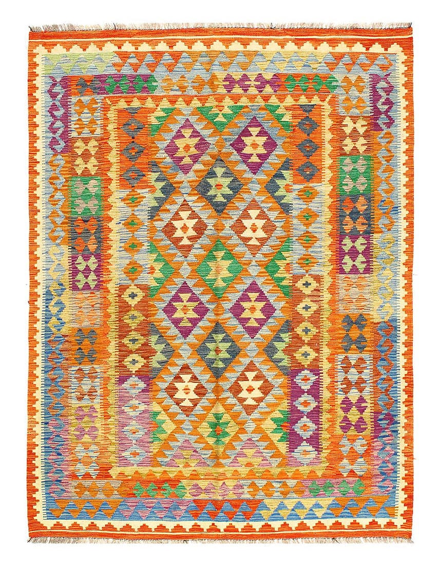 Kilim Handspun flat weave Wool Rug 5'1'' X 6'7'': Kilim Handspun flat weave Wool Rug 5'1'' X 6'7'' - New, Flat Weave, Hand-Knotted, Flat Weave, 300 -D09877- 862.This item is part of our fine auction collection which includes many fine home accessorie