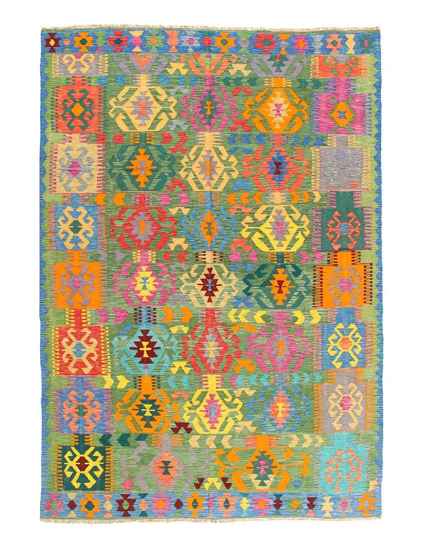 Reversible Kilim Flat Weave Wool On Wool Rug 6'11'' X 10': Reversible Kilim Flat Weave Wool On Wool Rug 6'11'' X 10' - New, Flat Weave, Hand-Knotted, Flat Weave, 300 -D14394- 862.This item is part of our fine auction collection which includes many fine home a