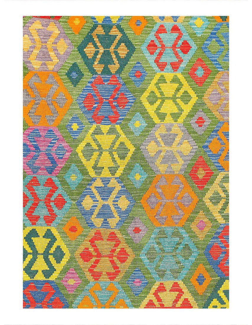 Reversible Kilim Flat Weave Wool On Wool Rug 4'11'' X 6'6'' - 2
