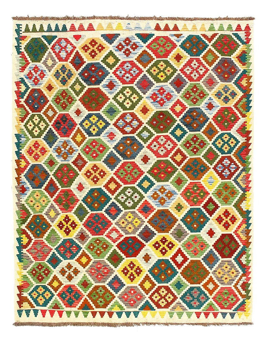 Reversible Kilim Flat Weave Wool On Wool Rug 5'1'' X 6'5'': Reversible Kilim Flat Weave Wool On Wool Rug 5'1'' X 6'5'' - New, Flat Weave, Hand-Knotted, Flat Weave, 300 -D14421- 862.This item is part of our fine auction collection which includes many fine home 