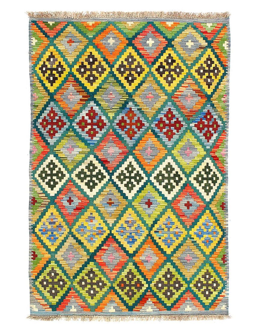 Reversible Kilim Flat Weave Wool On Wool Rug 3'4'' X 5': Reversible Kilim Flat Weave Wool On Wool Rug 3'4'' X 5' - New, Flat Weave, Hand-Knotted, Flat Weave, 300 -D14424- 862.This item is part of our fine auction collection which includes many fine home acc