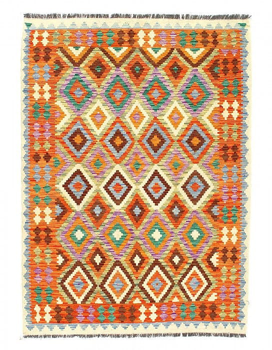 Reversible Kilim Flat Weave Wool On Wool 4'11"X 6'6": Reversible Kilim Flat Weave Wool On Wool 4'11"X 6'6" - NEW, Flat Weave, Hand-Woven, Lamb's Wool, 300 -D09886- 862.This item is part of our fine auction collection which includes many fine home accesso