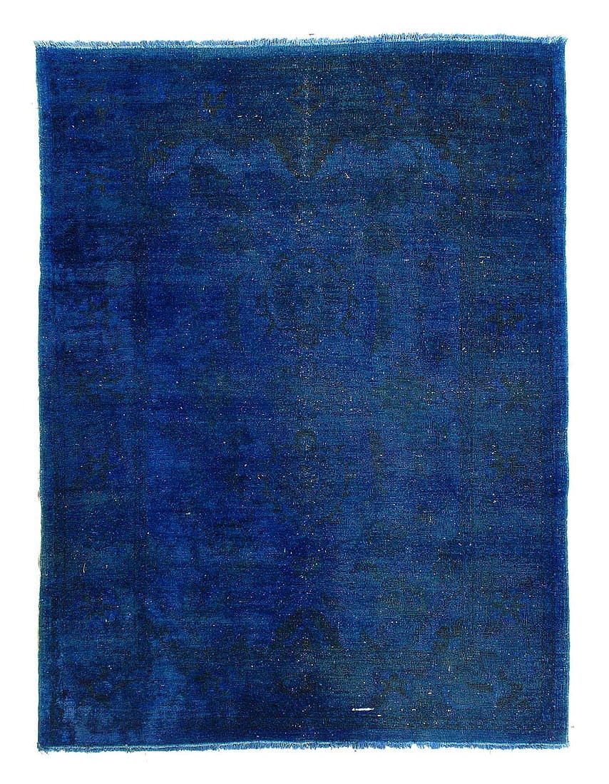 Blue Color Fine hand knotted Overdyed Modern rug 5'7'' X 7'3'': Blue Color Fine hand knotted Overdyed Modern rug 5'7'' X 7'3'' - 1990, Farahan, Hand-Knotted, Lamb's Wool, 300 -D14447- 862.This item is part of our fine auction collection which includes many fine ho