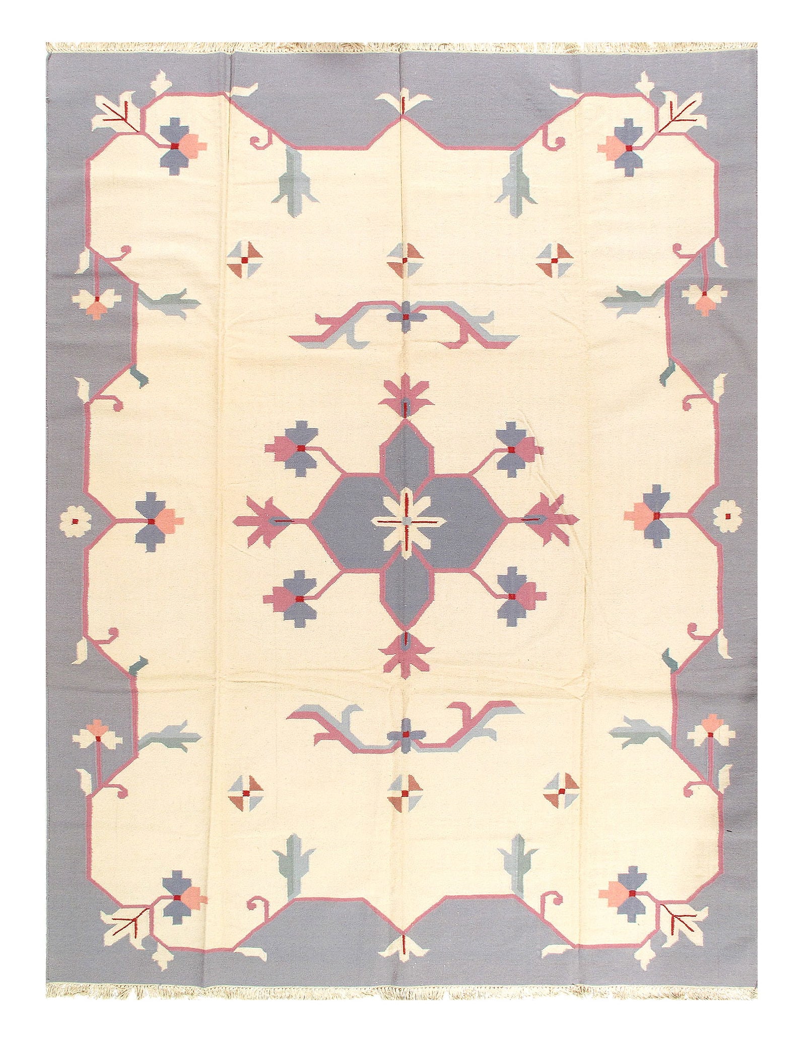 Ivory Color Hand Woven Rug 9' X 12': Ivory Color Hand Woven Rug 9' X 12' - New, Durrie, Hand-Woven, Flat Weave, 300 -53380- 862.This item is part of our fine auction collection which includes many fine home accessories including antique 