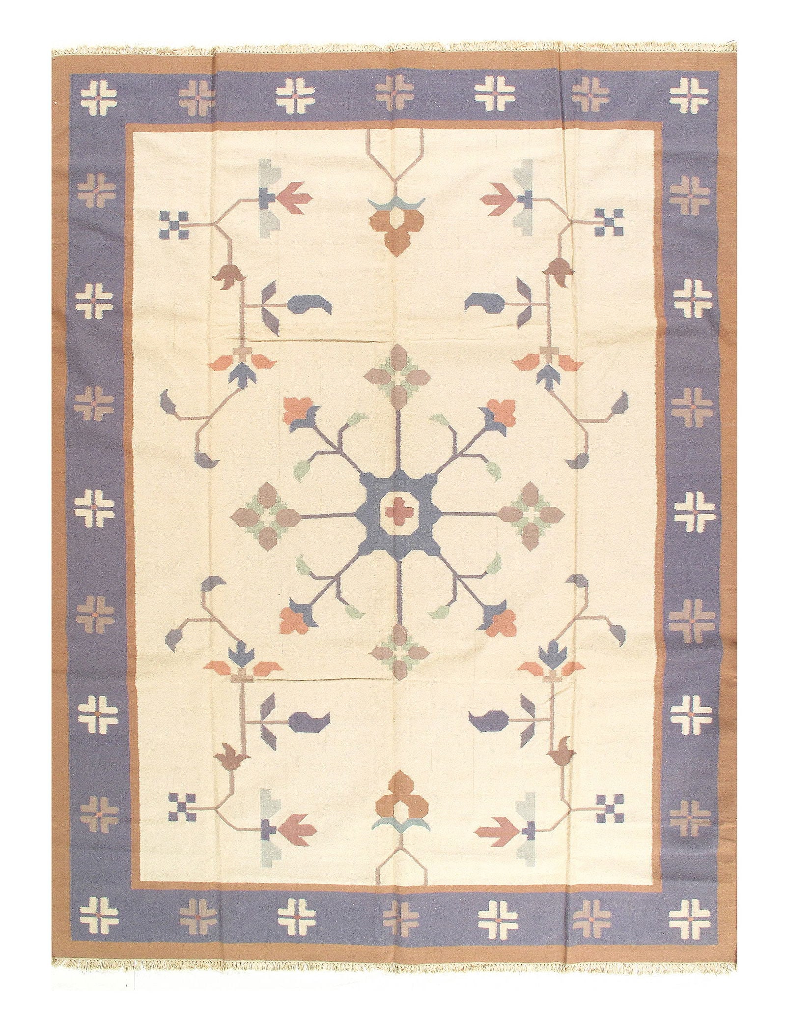 Ivory Color Hand Woven Rug 9'2'' X 12': Ivory Color Hand Woven Rug 9'2'' X 12' - New, Durrie, Hand-Woven, Lamb's Wool, 300 -53388- 862.This item is part of our fine auction collection which includes many fine home accessories including anti