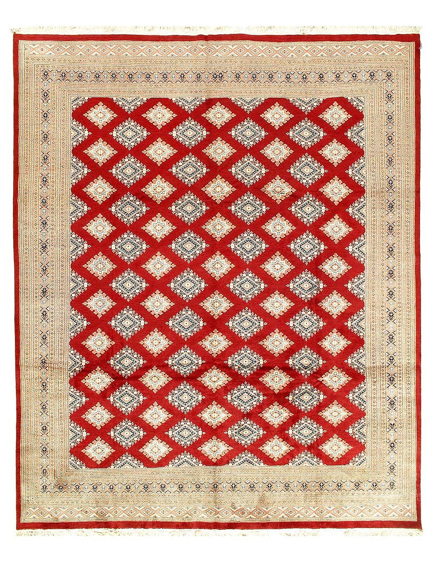 Red Fine Hand Knotted Bokhara 9'X 12': Red Fine Hand Knotted Bokhara 9'X 12' - CIRCA 1980, Bokhara, Hand-Knotted, Lamb's Wool, 300 -400- 862.This item is part of our fine auction collection which includes many fine home accessories includi