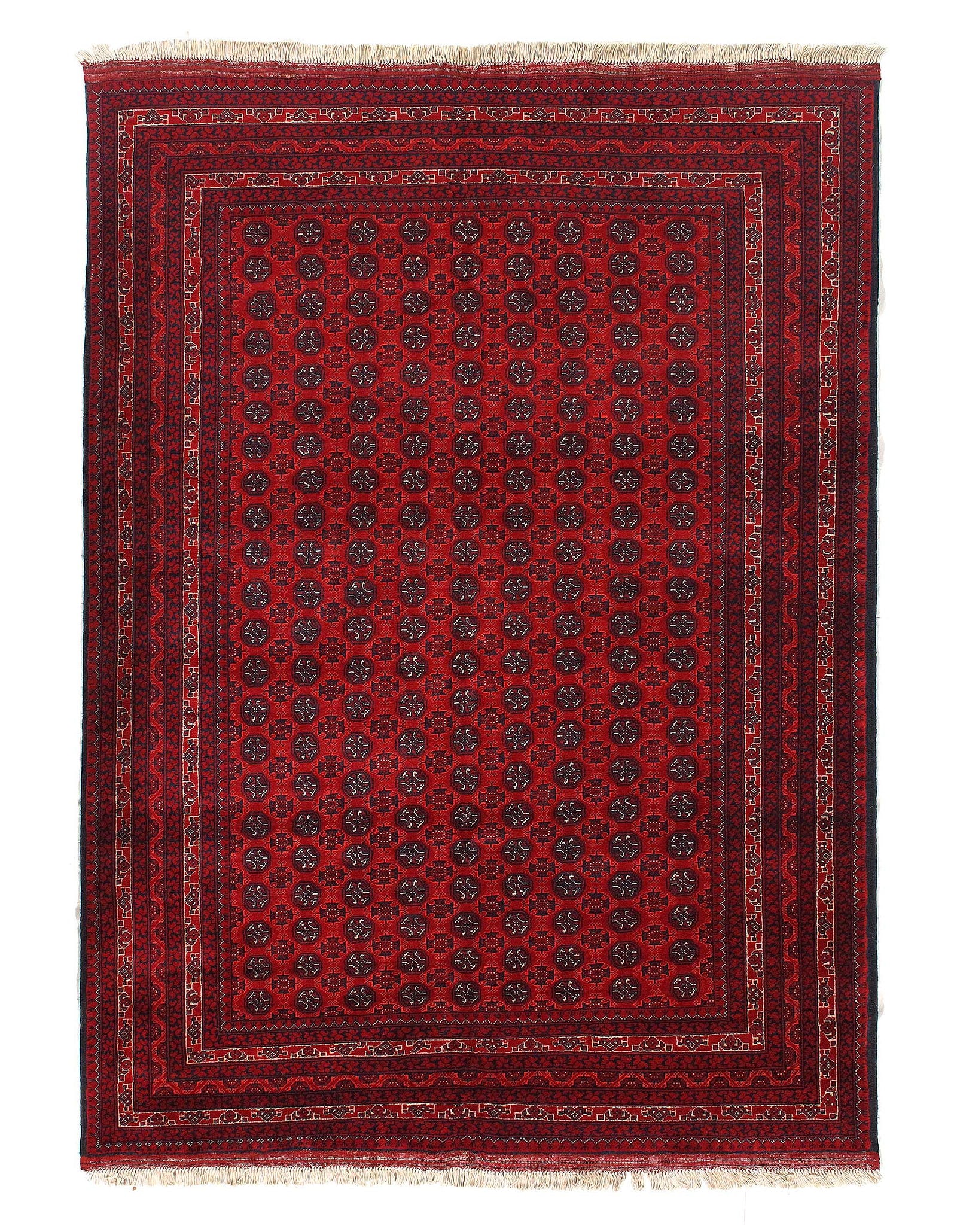 Afghan Bashir Red Hand Knotted Rug 5'X 7': Afghan Bashir Red Hand Knotted Rug 5'X 7' - CIRCA 1990, Beshir, Hand-Knotted, Lamb's Wool, 300 -D14999- 862.This item is part of our fine auction collection which includes many fine home accessories i