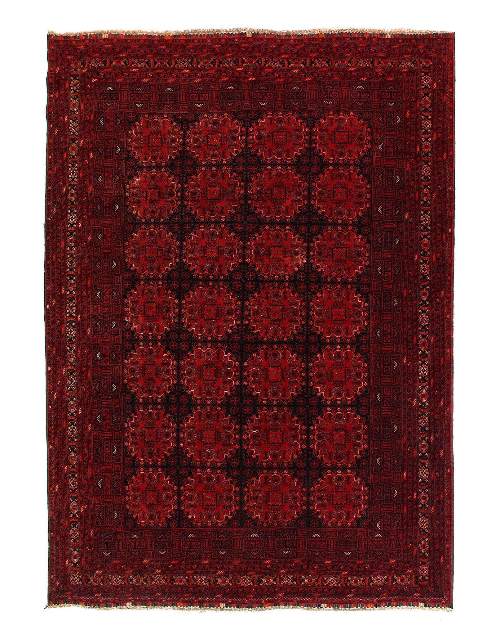 Afghan Bashir Red Hand Knotted Rug 6'7"X 9'2": Afghan Bashir Red Hand Knotted Rug 6'7"X 9'2" - CIRCA 1990, Beshir, Hand-Knotted, Lamb's Wool, 300 -D14996- 862.This item is part of our fine auction collection which includes many fine home accessori
