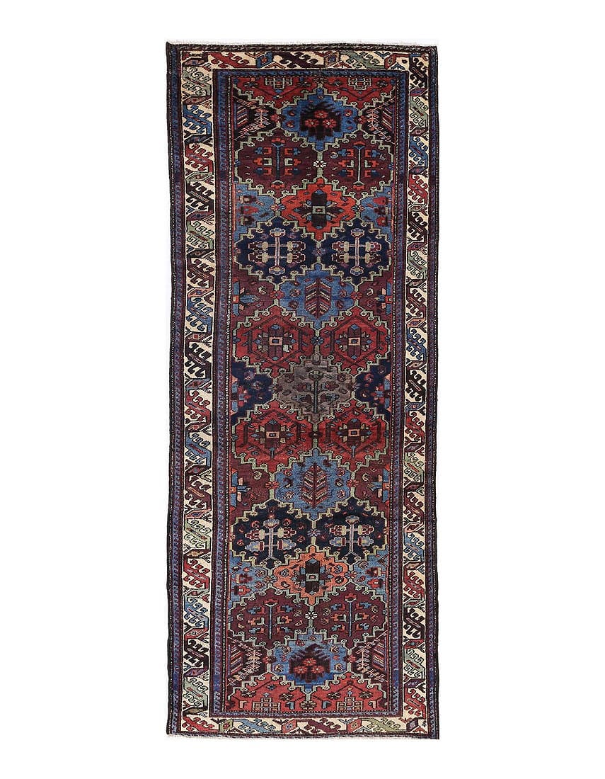 Multi Color Persian Vintage Bakhtiari Runner 3'5'' X 9'7'': Multi Color Persian Vintage Bakhtiari Runner 3'5'' X 9'7'' - 1970, Bakhtiari, Hand-Knotted, Lamb's Wool, 300 -D14009- 862.This item is part of our fine auction collection which includes many fine home